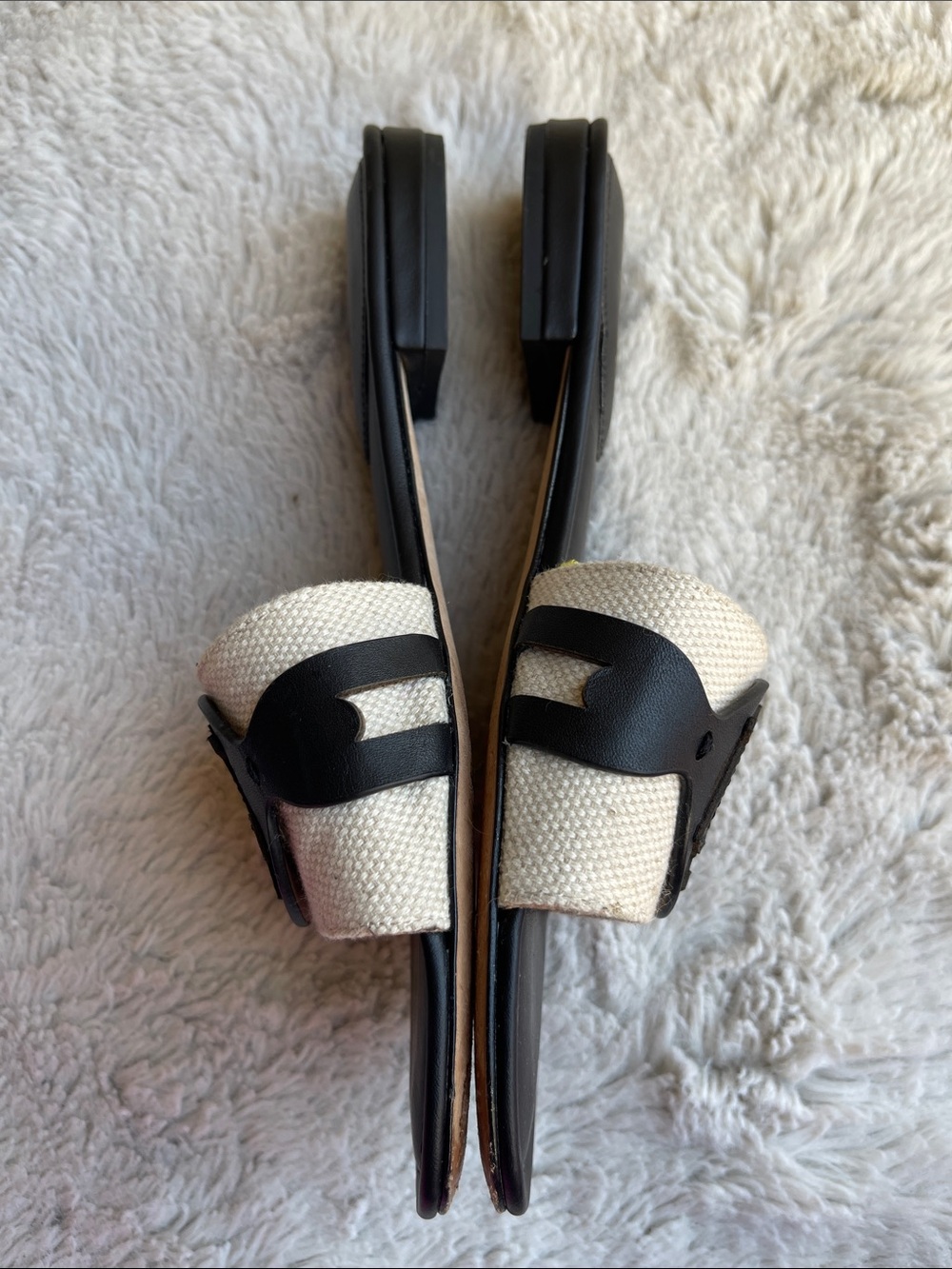 Lauren Ralph Lauren Alegra Leather Canvas Slide Sandals Size 7.5 - Picture 2 of 10